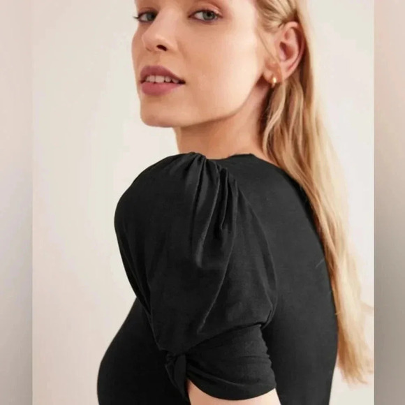 Boden Short Sleeve Knot Detail Jersey Mini Dress Viscose Spandex Blend 6R - Picture 2 of 8